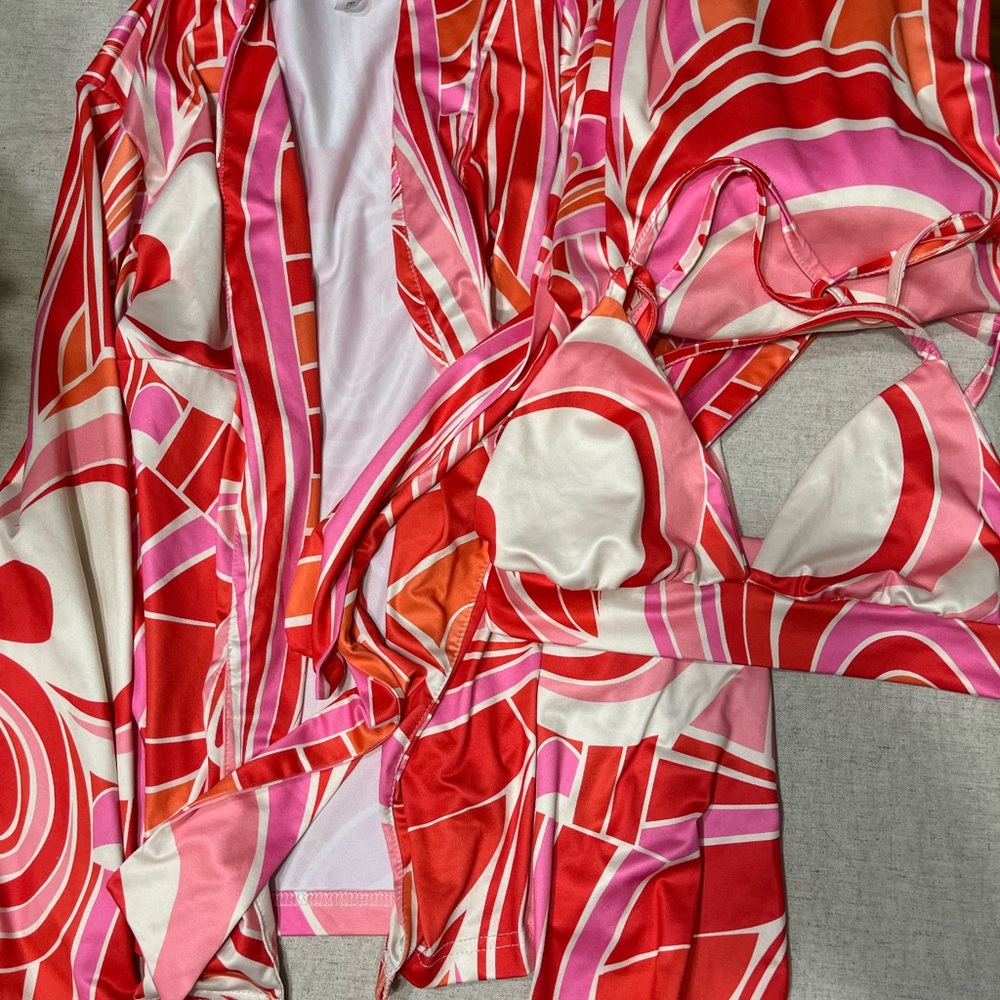 Vibrant Red and Pink Swirl set